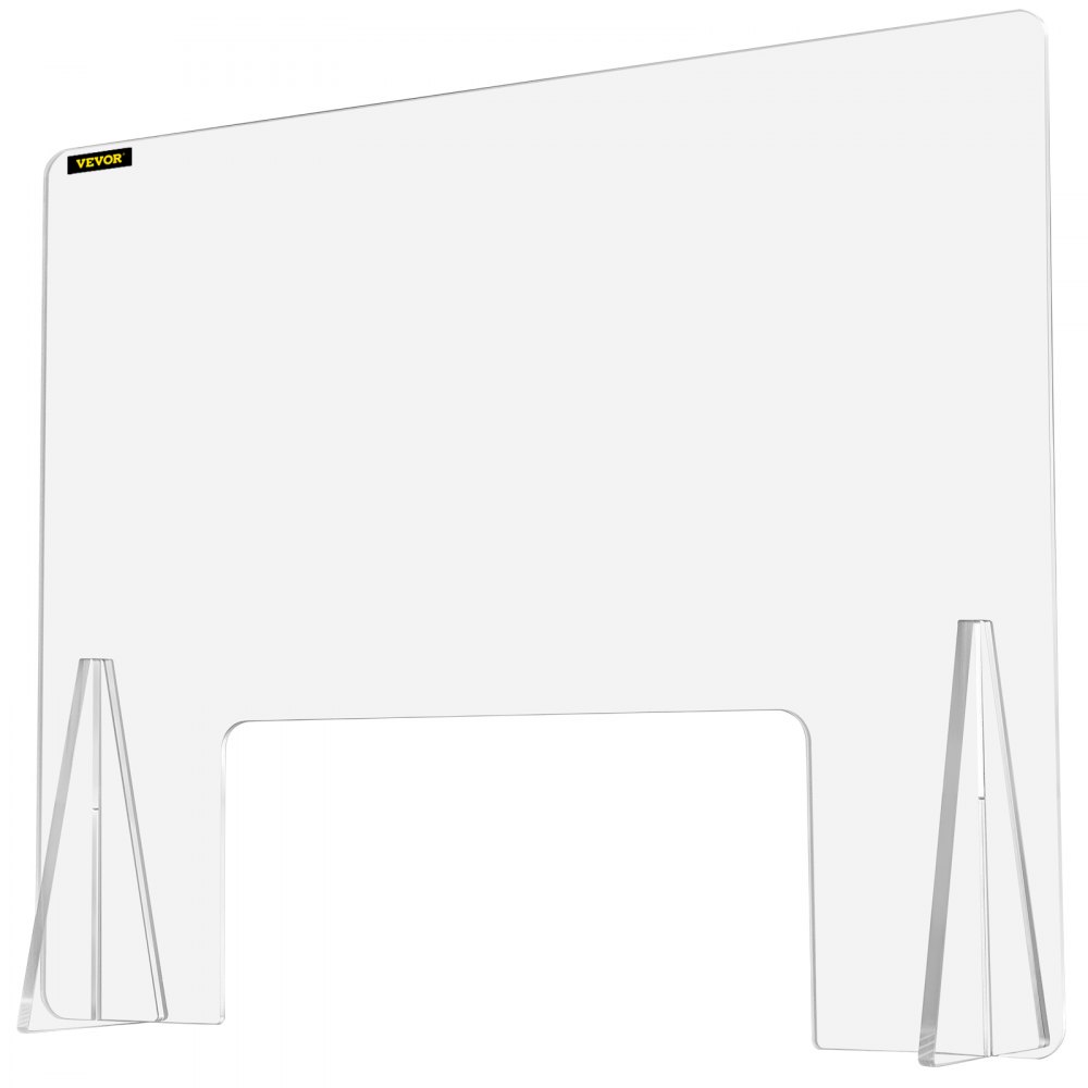 VEVOR Sneeze Guard for Counter 24"x33.5" Acrylic Shield for Desk 0.2" Thick Acrylic Board Acrylic Shield for Counter with Transaction Window Acrylic Sneeze Guard for Cashier Counters, Banks, Restauran