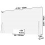 VEVOR acrylic sneeze guard with dimensions: 47.2&quot;x23.6&quot; and 14&quot;x4.5&quot; pass-through.