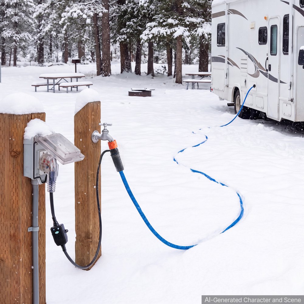 VEVOR Verwarmde Waterslang voor Campers 30,48 m, Drinkwaterslang voor Wassen en Douchen, met Thermostaat, -43 °C Vorstbestendig, Aardlekschakelaar (RCD), Gegolfd oppervlak, 16 mm Binnendiameter