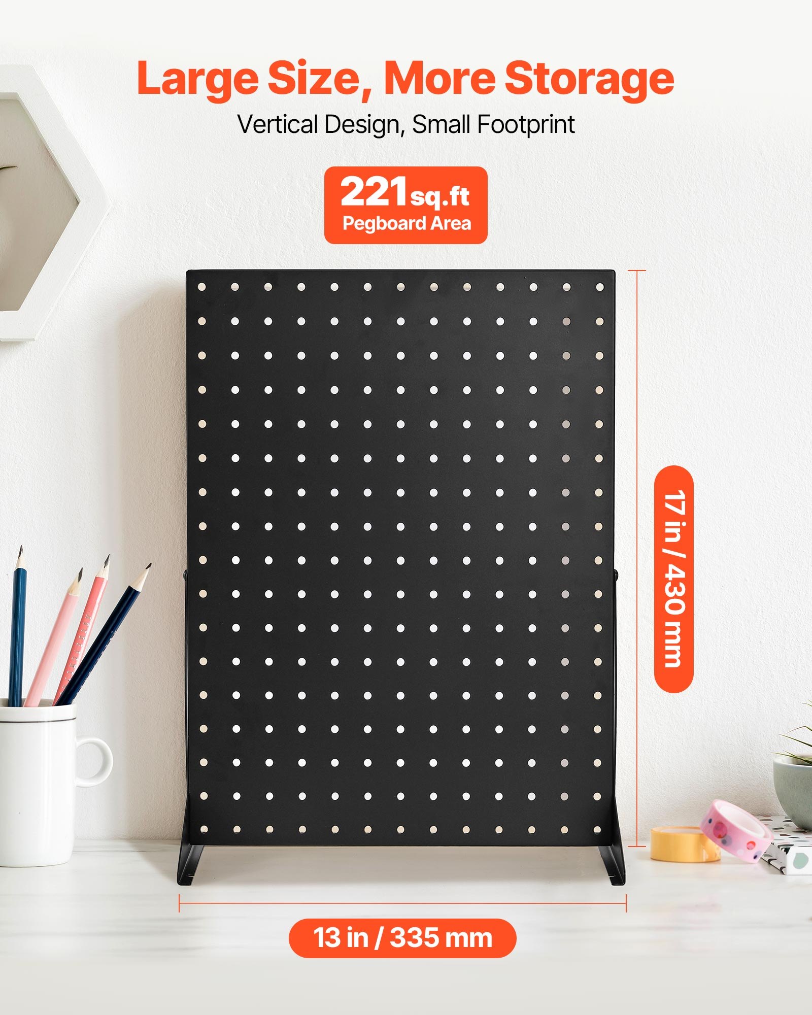 VEVOR Pegboard Display Stand, 17 x 13 in Tabletop Pegboard Display Stand, Accessories Rack Organizer, Thickened Cold-Rolled Steel Peg Board Panel for Grocery Retail Store Jewelry Shop, Black (4 PCS)