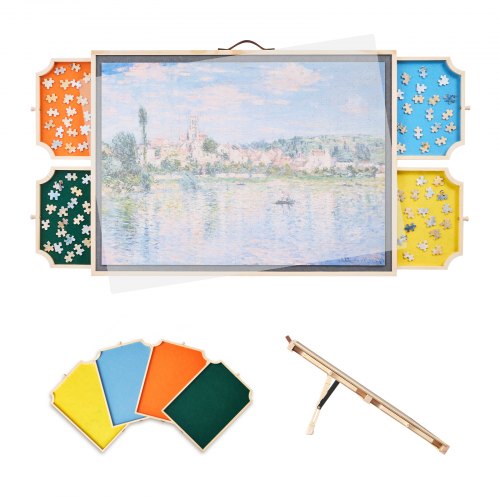 1000 stuks roterende plastic puzzelbord met laden en deksel, draagbare 1000 stuks roterende plastic puzzelbord met laden en deksel, draagbare