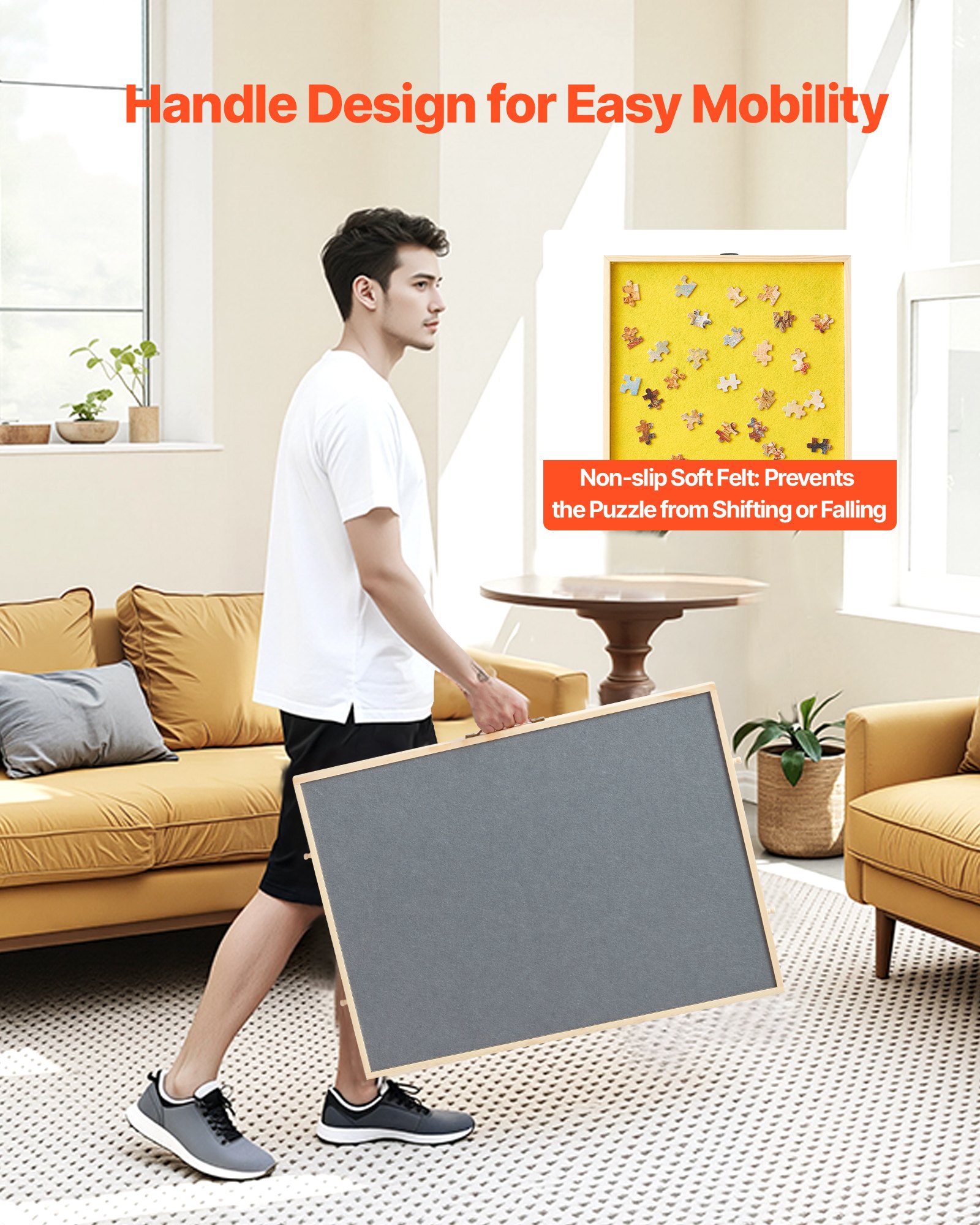 VEVOR 1000 Piece Rotating Puzzle Board with 4 Colorful Felt Drawers and Cover, 73x53cm Portable Wooden Table, Adjustable 2-Tilting-Angle Jigsaw Puzzle Accessories for Adults, Birthday Gift for Mom