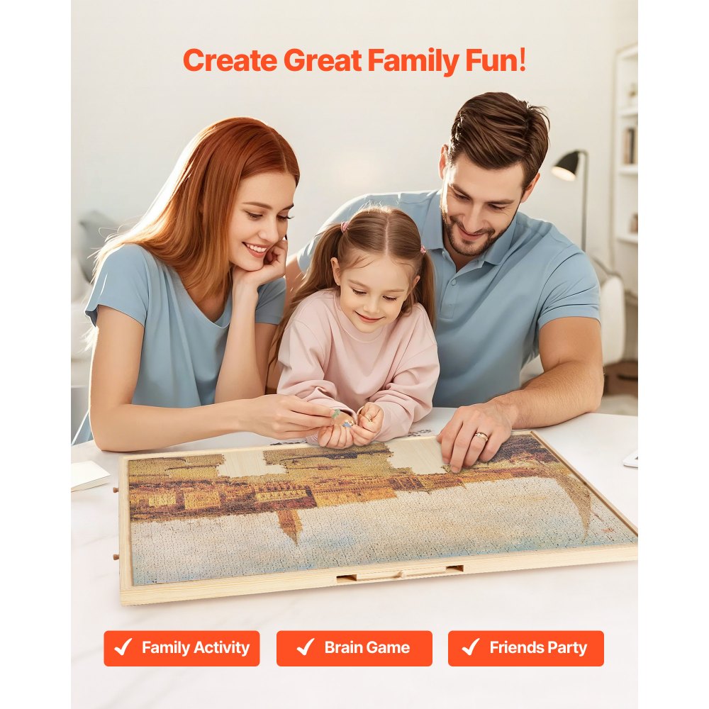 VEVOR 2000 Piece Rotating Puzzle Board with 5 Drawers and Cover, 102x74cm Portable Wooden Table, Jigsaw Puzzle Accessories for Adults, Puzzles Organizer Storage System, Birthday Gift for Mom