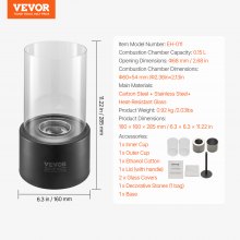 VEVOR vuurkorf vuurschaal vuurkorf rookloze tafelhaard met glas φ160x285mm