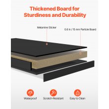 VEVOR Bureau Plank Tafel Organizer Tafel Plank 1-Tier Spaanplaat Zwart