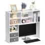 VEVOR Bureau Boekenplank 3-laags Organizer (94 x 25,4 x 79,2 cm) Tafelplanken Organizer Displayplank Gemaakt van Spaanplaat + Melaminepapier, Plank met Antislipvoetjes, voor Kantoor Wit