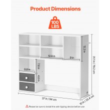 VEVOR Bureau Plank Tafel Organizer Tafel Plank 3-Tier Boekenplank Wit