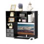 VEVOR Bureau Boekenplank 3-laags Organizer (94 x 25,4 x 79,2 cm) Tafelplanken Organizer Displayplank Gemaakt van spaanplaat + melaminepapier, Boekenplank met antislipvoetjes, Kantoor Zwart
