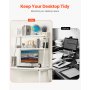VEVOR Desktop Bookshelf, 2-Tier Desktop Storage Organizer, 37.4" x 12.6" x 35.4" Office Desk Storage Rack Display Shelf, Desktop Bookshelf Hutch with Anti-Slip Feet Pads, for Office, Home & Dorm, White