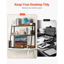 VEVOR Bureau Plank Tafel Organizer Tafel Plank 2-Tier Zwarte Boekenplank