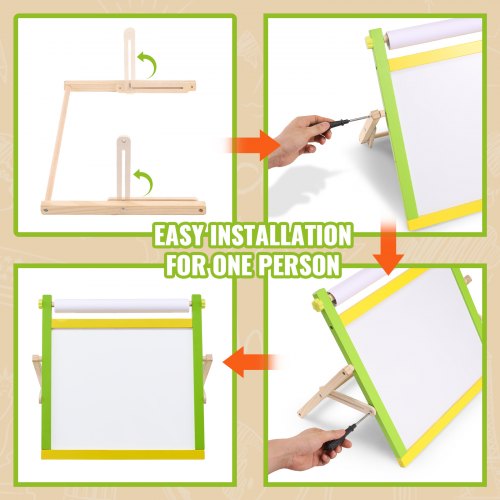 VEVOR Kunstschildersezel voor kinderen, 2-in-1, magneetbord, wit