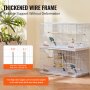 VEVOR Bird Cage, 18 in, Small Parakeet Cage, Sturdy Metal Bird Flight Cage, Travel Birdcage with 2 Perches & 2 Feeding Cups, Parrot Cage for Canaries Lovebirds Cockatiels Budgie Pet Toy, White