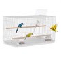 VEVOR Bird Cage, 18 in, Small Parakeet Cage, Sturdy Metal Bird Flight Cage, Travel Birdcage with 2 Perches & 2 Feeding Cups, Parrot Cage for Canaries Lovebirds Cockatiels Budgie Pet Toy, White
