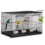 VEVOR Bird Cage, 18 in, Small Parakeet Cage with Divider, Sturdy Metal Bird Flight Cage, Travel Birdcage with 5 Perches & 4 Feeding Cups, Parrot Cage for Canaries Lovebirds Cockatiels Budgie, Black