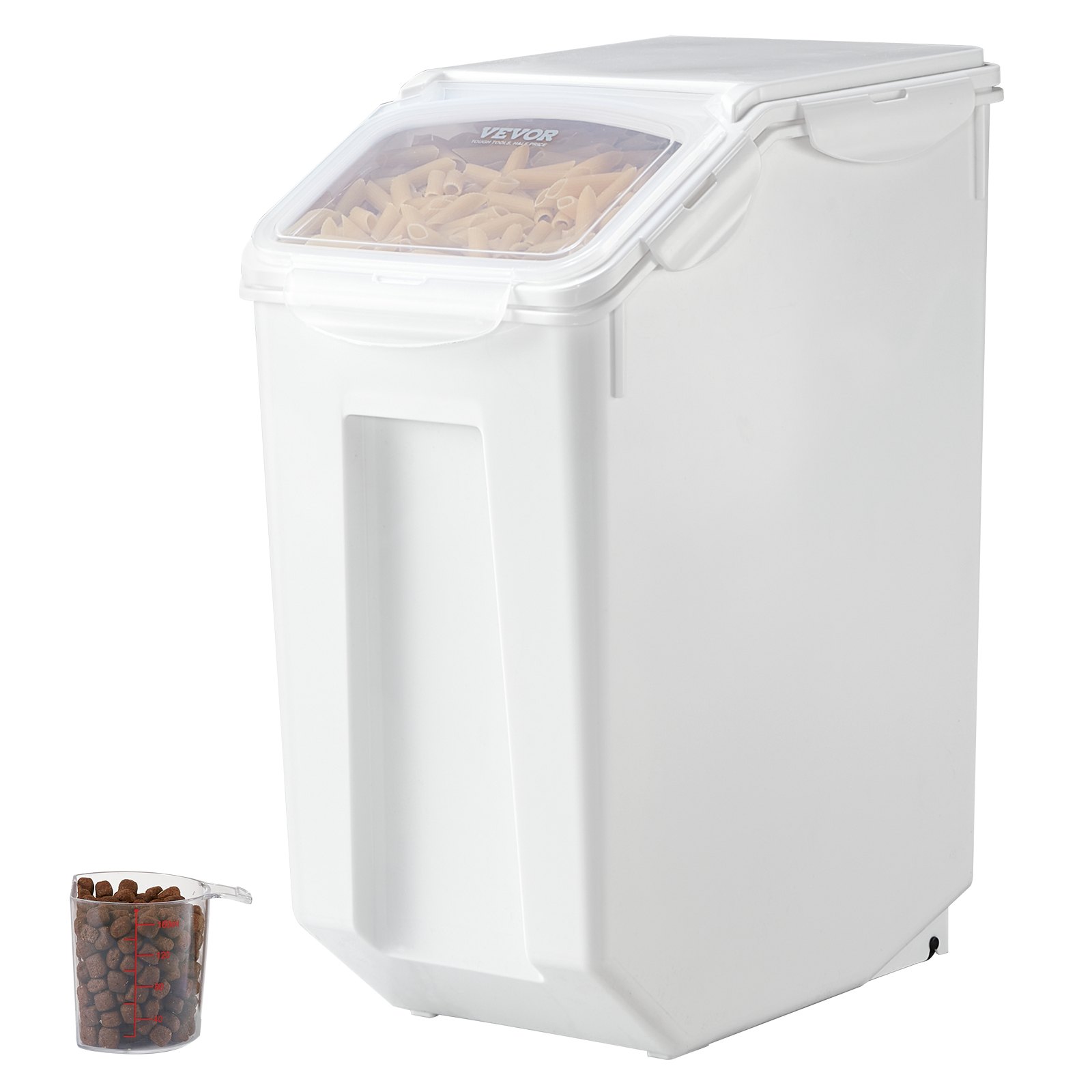 VEVOR Rijstbewaarcontainers 20 L Hondenvoerdispenser, Container voor Keuken Ingrediënten Granen Meel, Huisdiervoercontainer met Wielen Maatbeker Luchtdichte Deksel, 1 Pak