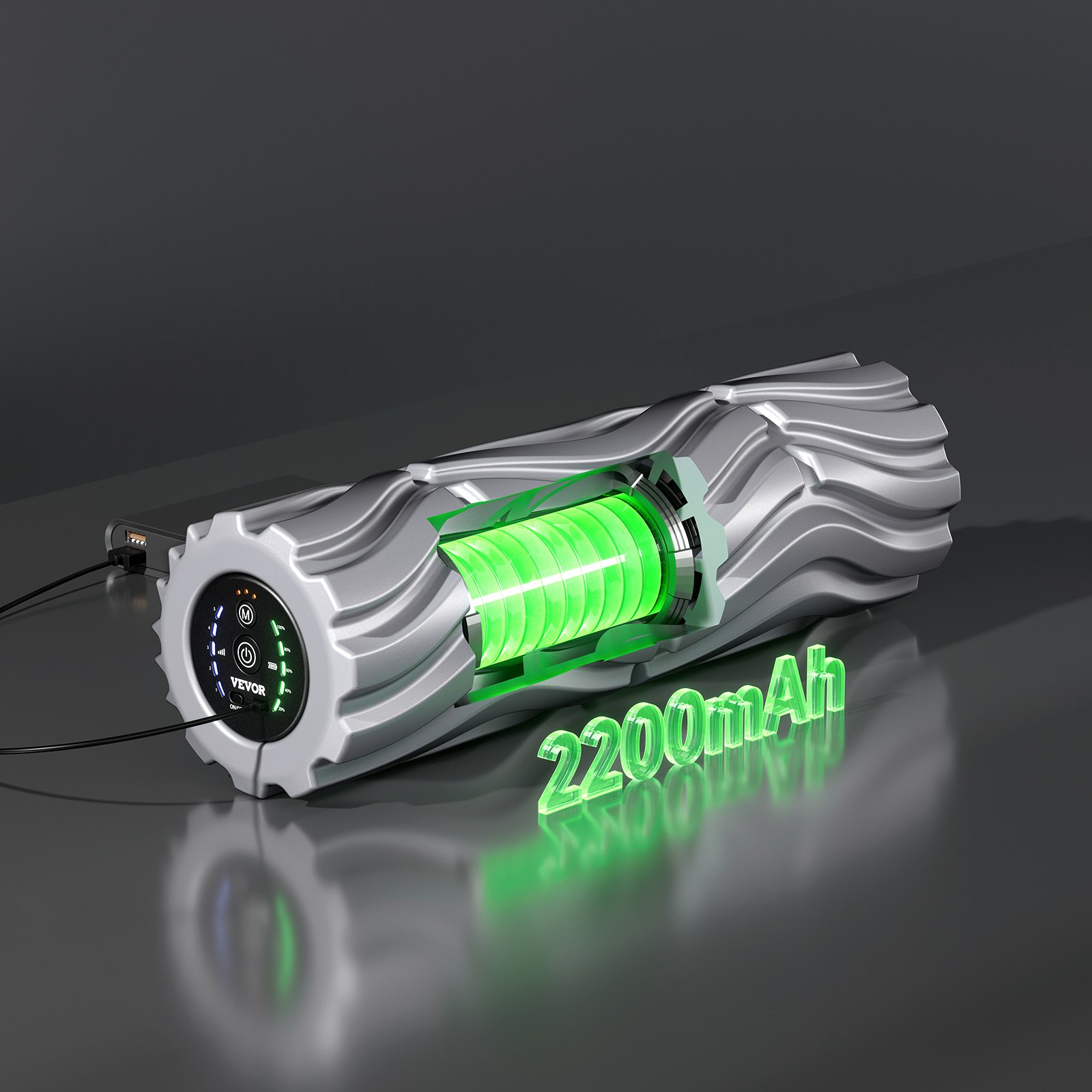 VEVOR Foam Roller, elektrische massageroller met 5 snelheden, 400 mm oplaadbare spierroller met 3 vibratiestanden, fasciaroller gemaakt van EVA-schuim met hoge dichtheid voor diep weefsel