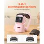 VEVOR Auto Hat Heat Press Machine, with 2pcs Interchangeable Platens, Automatic Open and Release, Touchscreen for Precise Time and Temperature Control, Heat Transfer Printing for Caps, Hats, Pink