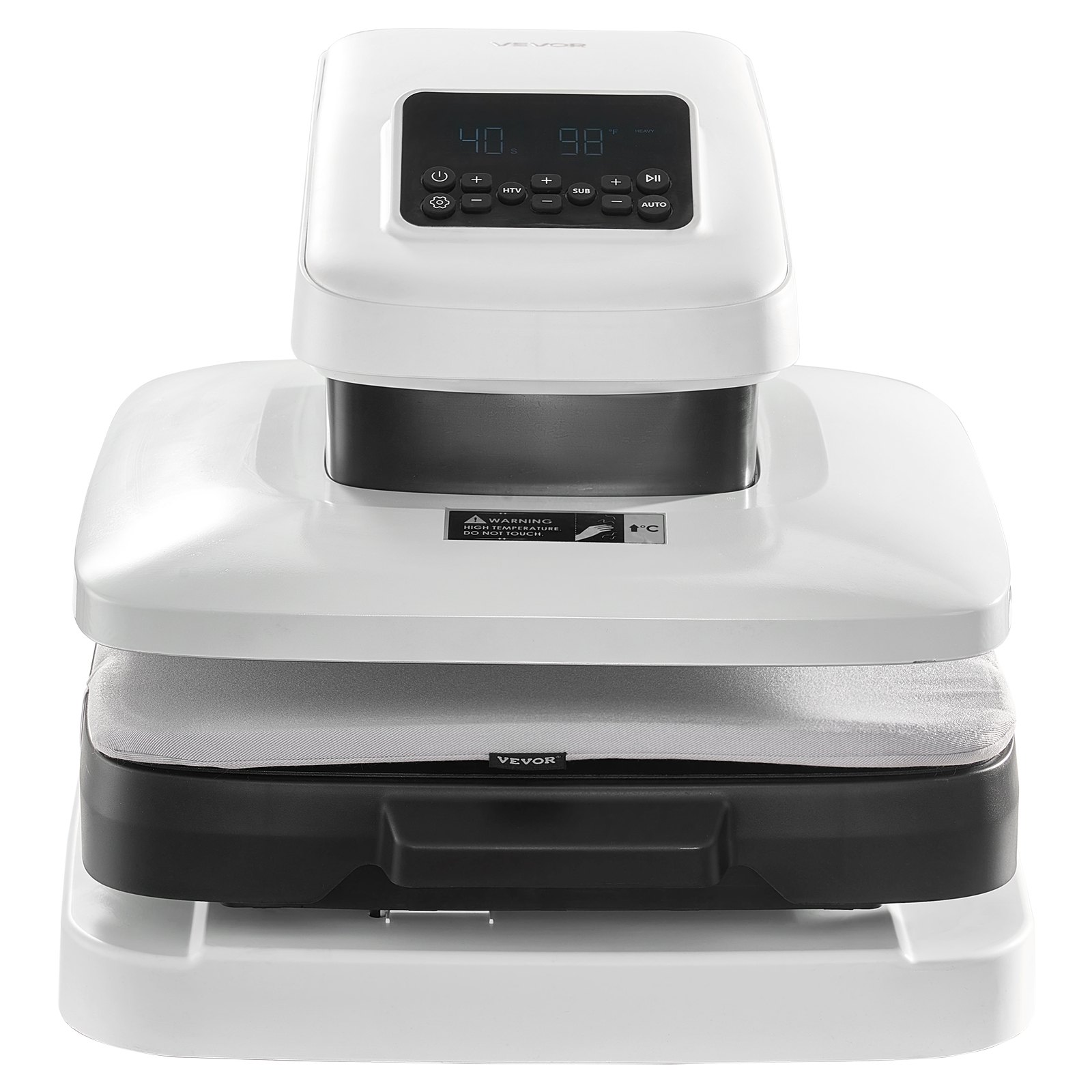 VEVOR Automatische hittepers (38 x 38 cm) T-shirtpers met automatische ontgrendeling en instelbare druk, digitaal display, hittepers voor sublimatievinyl-hitteoverdrachtsprojecten, wit