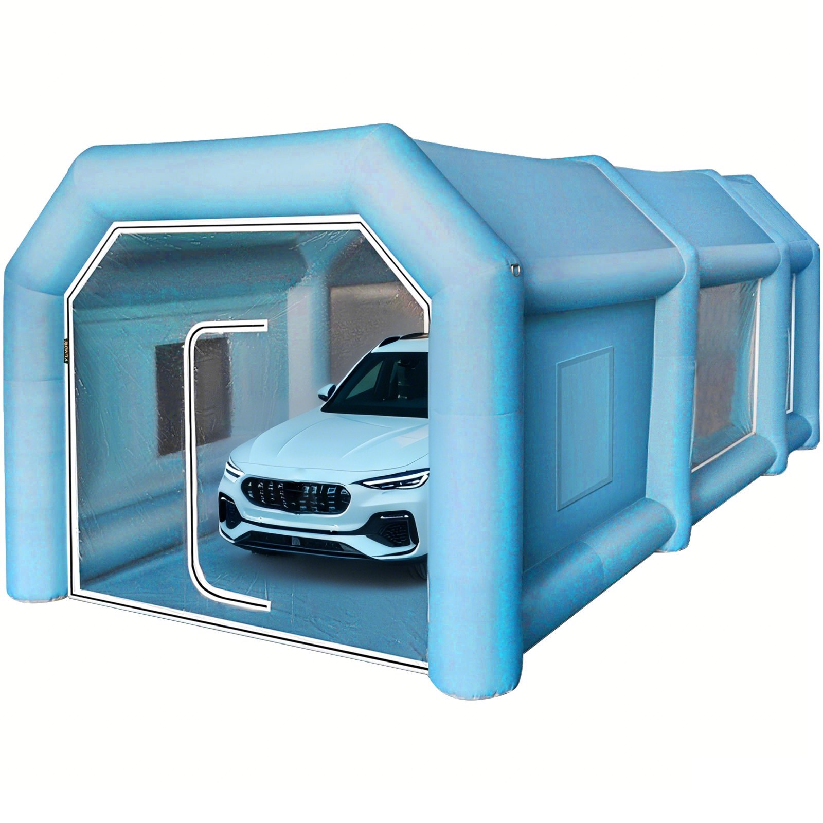VEVOR Opblaasbare Tent 19,7x9,8x8,2ft Opblaasbare Spuitcabine Tent op Maat Opblaasbare Spuitcabine Tent Autospuitcabine Gigant Werkstation 210D Oxford Stof met 2 Blowers