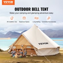 VEVOR Bell Tent 4M Outdoor Glamping Ridge Tenten Tent Katoenen Tipi Tent voor Kamperen Waterdicht voor Families Geschikt voor 5-8 Personen Kamperen Buiten Jagen voor Alle Seizoenen