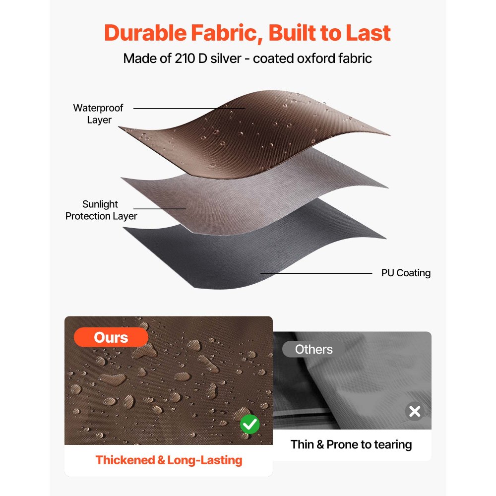 VEVOR Canopy Sidewalls, 1.73 x 1.48 m, Canopy Tent Walls with Waterproof and Sunlight Protection, 1 Zippered Door & 2 Windows Design for Outdoor Event Tents, Vendor Booths (6 Sidewalls Only, Brown)