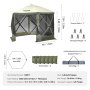 VEVOR pop up gazebo tent with hexagonal design, mesh sides, windproof ropes, poles, and carry bag.