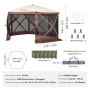 VEVOR Pop-Up Gazebo Tent, Pop-Up Tent met 6-zijdige luifel, zonnescherm met 6 verwijderbare privacy-windschermen en gaasramen, 3,5 x 3,5 m, snel op te zetten tent met klamboe, bruin