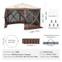 VEVOR pop up gazebo tent with mesh sides, ground nails, windproof ropes, wind cloths, and carry bag.