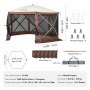 VEVOR Pop-Up Gazebo Tent, Pop-Up Tent met 6-zijdige luifel, zonnescherm met 6 verwijderbare privacy-winddoeken en gaasramen, 12,5 x 12,5 voet, snel op te zetten tent met klamboe, bruin