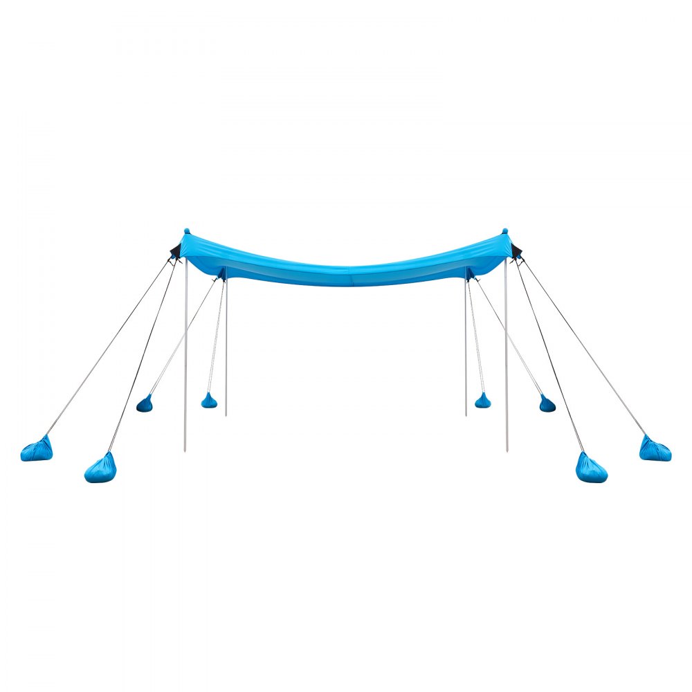 VEVOR strandtent met zonbescherming (UPF 50+) 3 x 3 x 2 m, strandtent met 8 zandzakken, stabilisatiepalen en zandschepjes, draagbare zonnescherm voor gezinsuitjes, kamperen, vissen, blauw