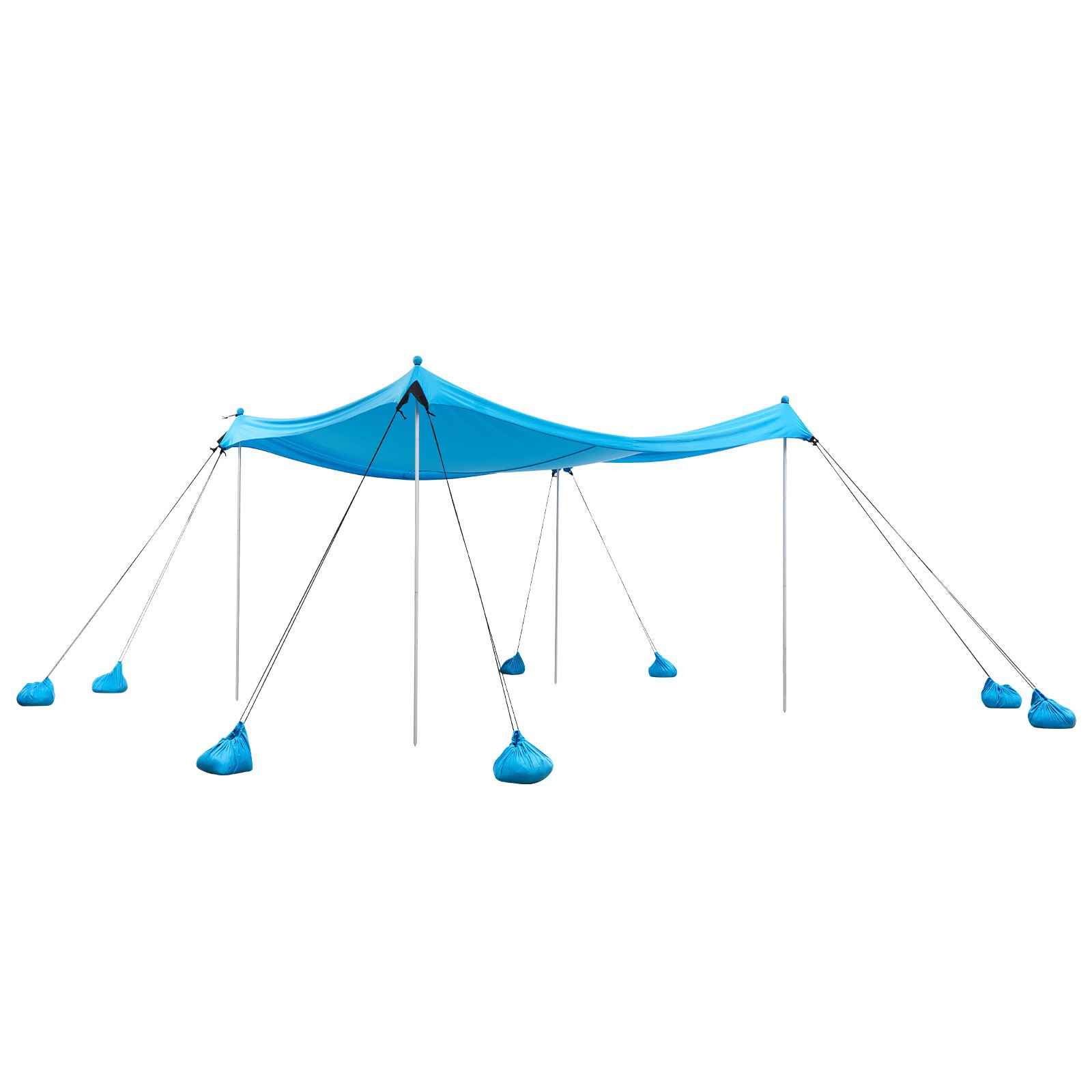 VEVOR strandtent met zonbescherming (UPF 50+) 3 x 3 x 2 m, strandtent met 8 zandzakken, stabilisatiepalen en zandschepjes, draagbare zonnescherm voor gezinsuitjes, kamperen, vissen, blauw