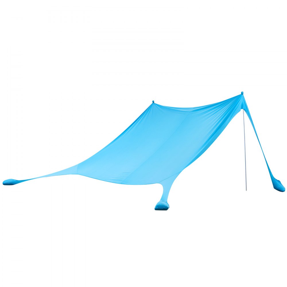 VEVOR strandtent met zonbescherming (UPF 50+) 3,4 x 3,4 x 2 m, strandtent met steunpalen, zandschepjes en draagtas, draagbare zonnescherm voor gezinsuitjes, kamperen, vissen, blauw