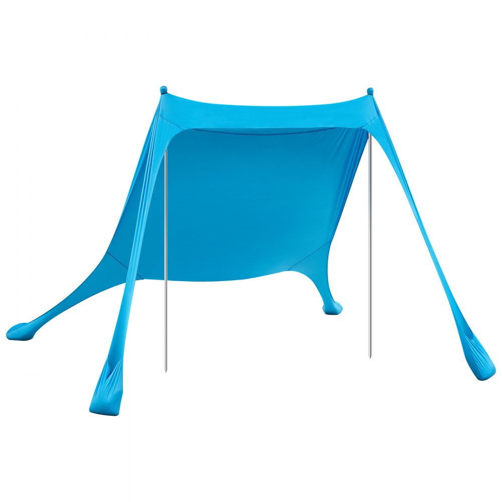 VEVOR strandtent met zonbescherming (UPF 50+), 2,3 x 2,3 x 2 m, strandtent met steunpalen en zandschepjes, draagbare zonnescherm voor gezinsuitjes, kamperen, vissen, blauw