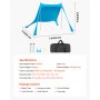 VEVOR strandtent met zonbescherming (UPF 50+), 2,3 x 2,3 x 2 m, strandtent met steunpalen en zandschepjes, draagbare zonnescherm voor gezinsuitjes, kamperen, vissen, blauw