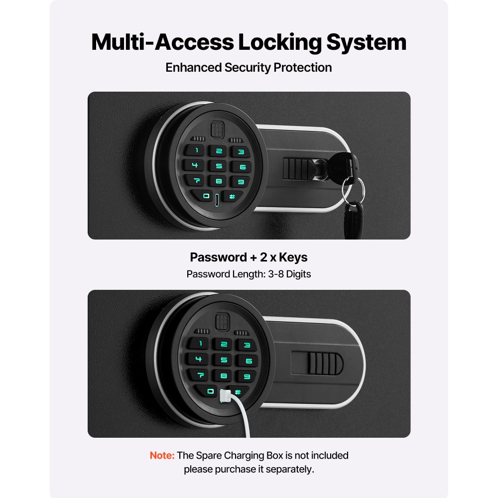 VEVOR Geweerkast, Lange Wapenkast voor 10-12 Geweren, Geweerkluis met 4 Pistoolzakken en 3 Verstelbare Planken, Grote Wapenkast met Sleutel- en Combinatieslot