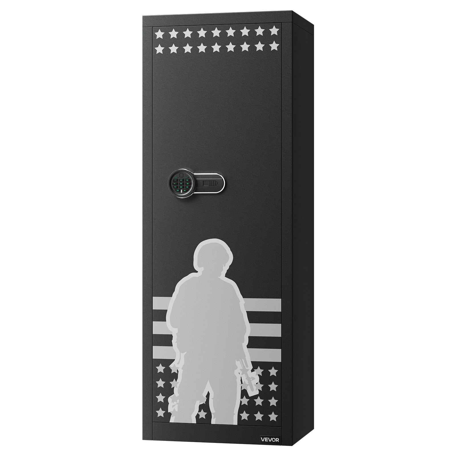 VEVOR Geweerkast, Lange Wapenkast voor 10-12 Geweren, Geweerkluis met 4 Pistoolzakken en 3 Verstelbare Planken, Grote Wapenkast met Sleutel- en Combinatieslot