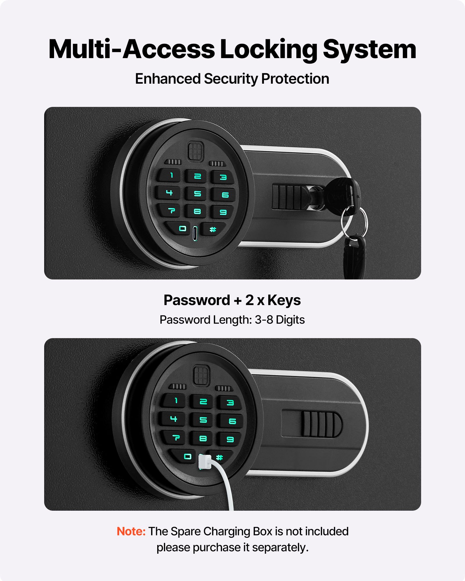 VEVOR Geweerkast, Lange Wapenkast voor 10-12 Geweren, Geweerkluis met 4 Pistoolzakken en 3 Verstelbare Planken, Grote Wapenkast met Sleutel- en Combinatieslot
