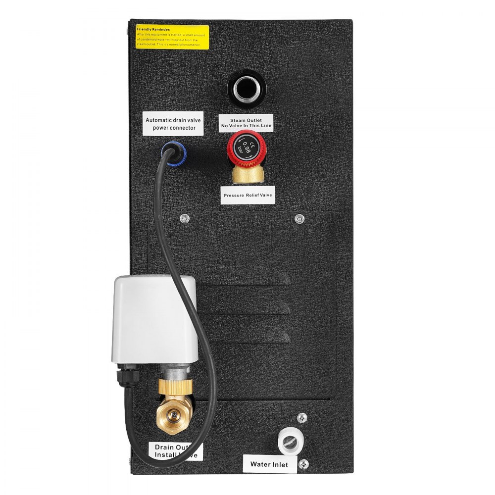 VEVOR stoomgenerator, 7,5 kW stoomgenerator, stoomdouchesysteem met bediening voor sauna, bad, spa, commerciële automatische afvoerset met oververhittings-, droogloop- en overdrukbeveiliging, zwart