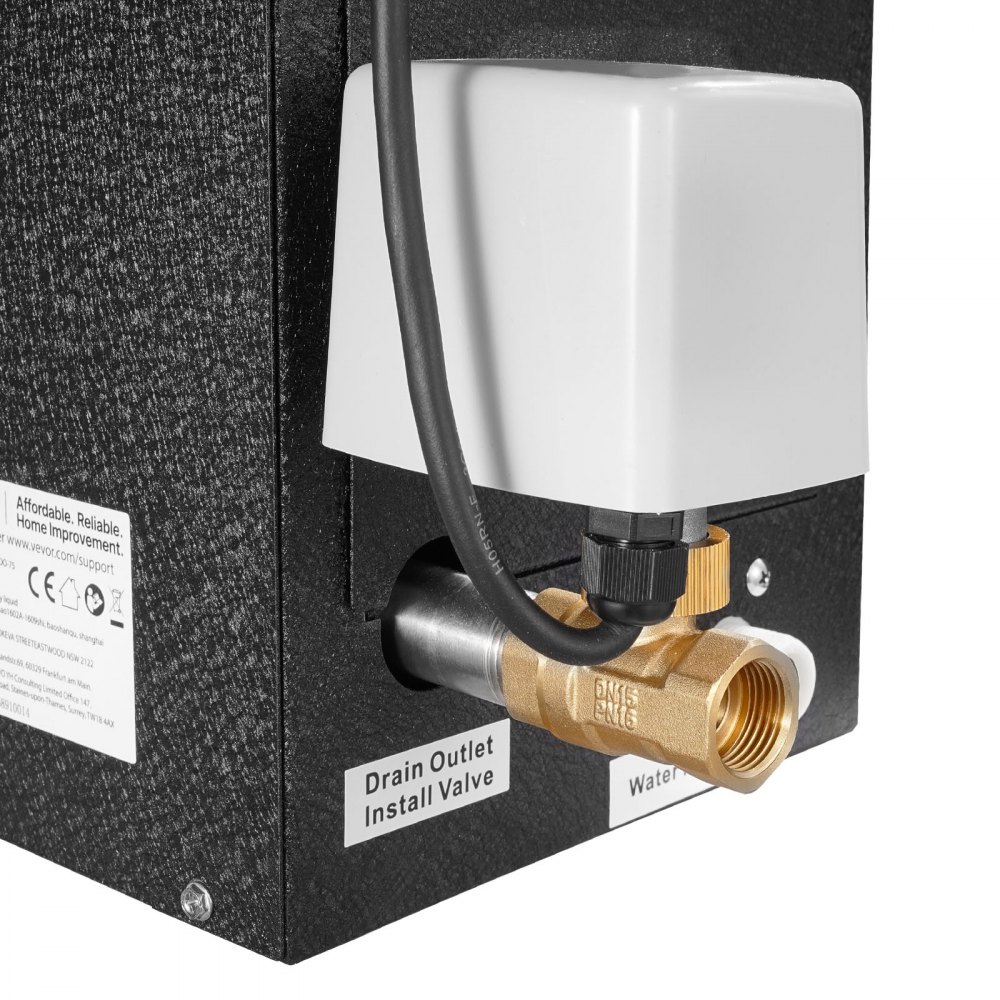 VEVOR stoomgenerator, 7,5 kW stoomgenerator, stoomdouchesysteem met bediening voor sauna, bad, spa, commerciële automatische afvoerset met oververhittings-, droogloop- en overdrukbeveiliging, zwart