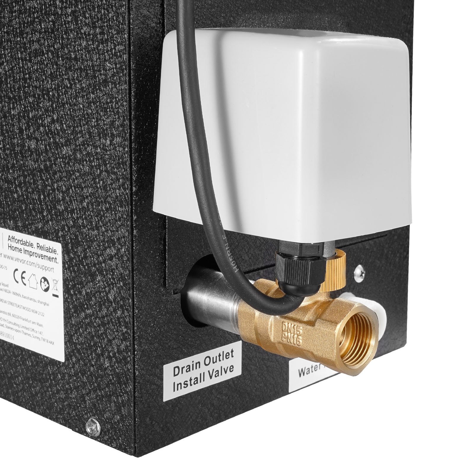VEVOR stoomgenerator, 7,5 kW stoomgenerator, stoomdouchesysteem met bediening voor sauna, bad, spa, commerciële automatische afvoerset met oververhittings-, droogloop- en overdrukbeveiliging, zwart