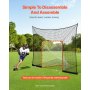 VEVOR Hockey and Lacrosse Goal Backstop, 12x9 ft Lacrosse Net with Extended Coverage, Quick Easy Setup Complete Accessories Training Net, Backyard Lacrosse Equipment, for Youth Adult (NET ONLY)