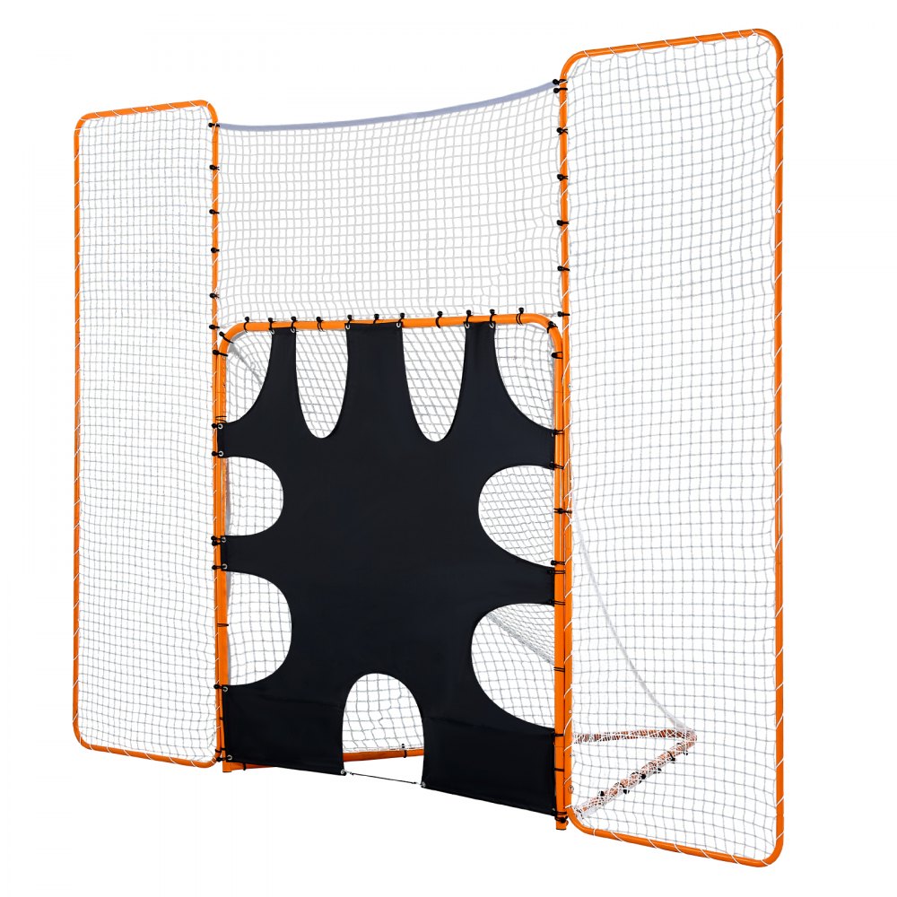 VEVOR 3-in-1 Lacrosse-doel (3,66 x 2,74 m) Groot Lacrosse-net met achterstop en doel, snel en eenvoudig op te zetten rebounder-uitrusting voor in de achtertuin, trainingsnetten met stalen frame