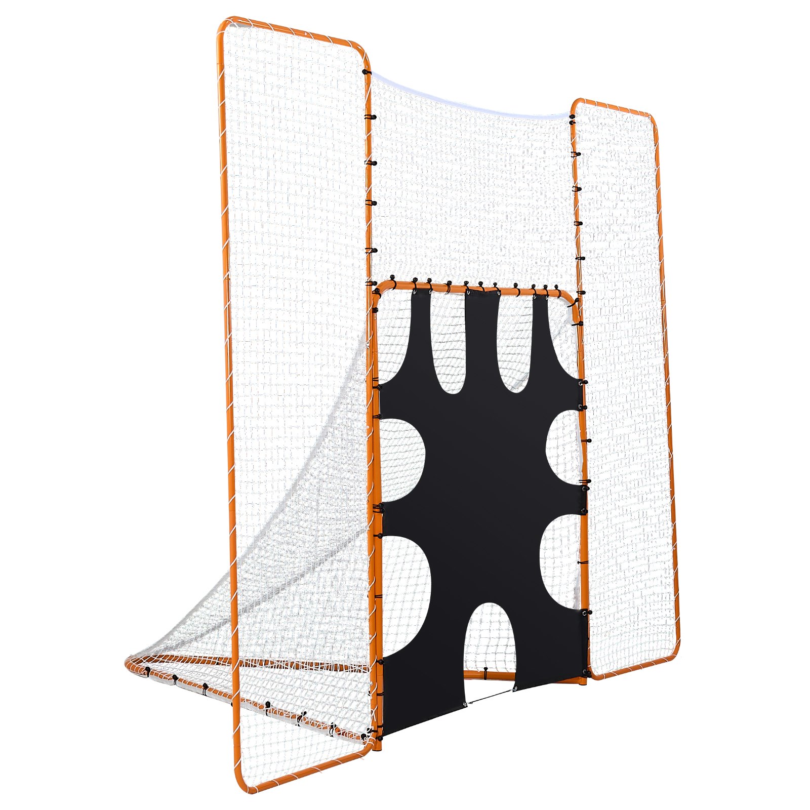 VEVOR 3-in-1 Lacrosse-doel (3,66 x 2,74 m) Groot Lacrosse-net met achterstop en doel, snel en eenvoudig op te zetten rebounder-uitrusting voor in de achtertuin, trainingsnetten met stalen frame