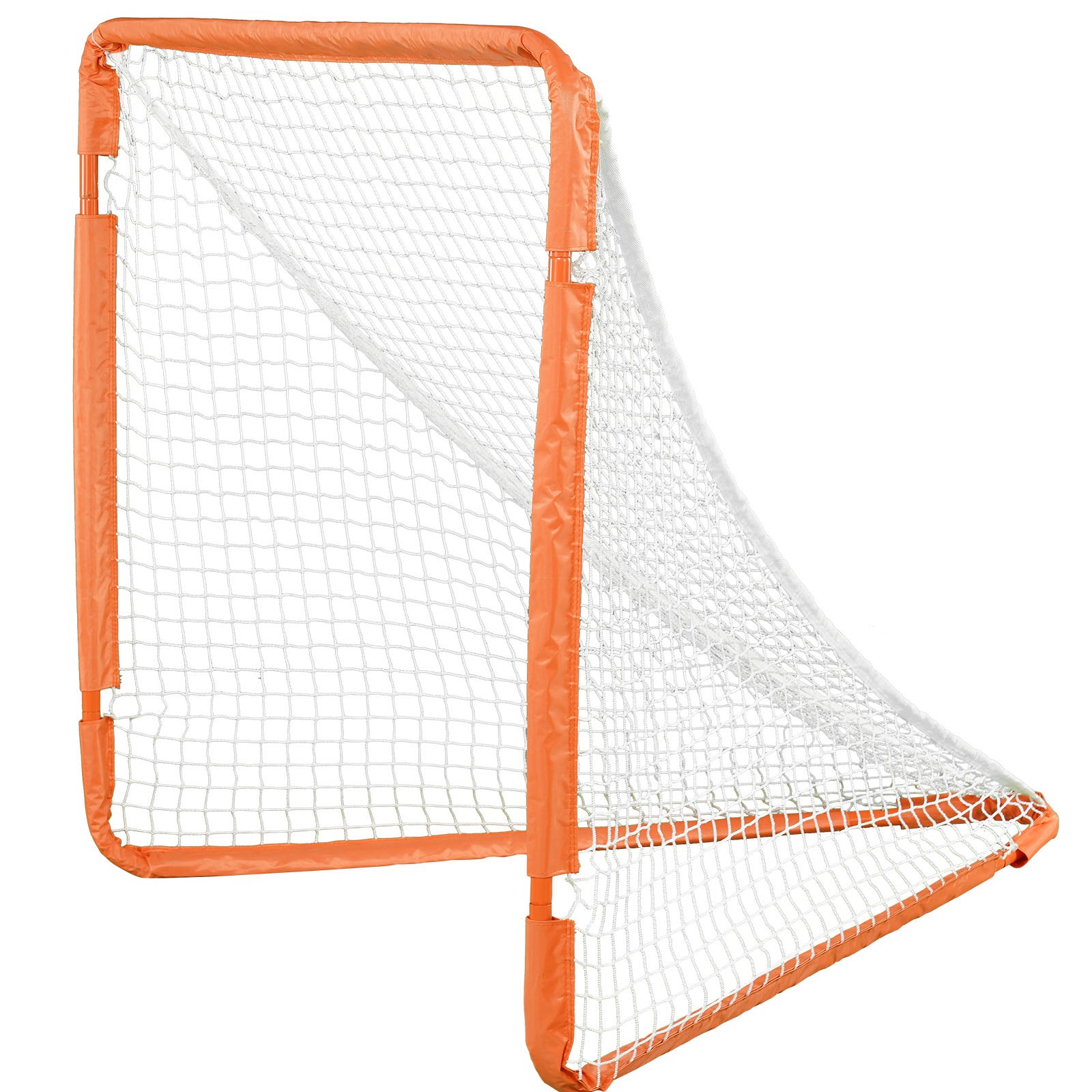 VEVOR Lacrosse Goal, 4' x 4' Small Kids Lacrosse Net, Folding Portable Lacrosse Goal with Carry Bag, Iron Frame Backyard Training Equipment, Quick & Easy Setup, Perfect for Youth Training, Orange