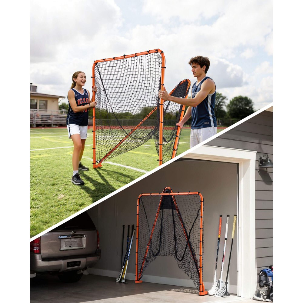 VEVOR Lacrosse-doel, 1,82 m x 1,82 m Lacrosse-net, opvouwbaar en draagbaar trainingsmateriaal voor in de tuin, trainingsnet met stalen frame, snel en eenvoudig op te zetten Lacrosse-doel, perfect voor training