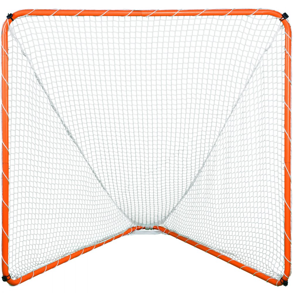 VEVOR Lacrosse Goal, 6' x 6' Lacrosse Net, Steel Frame Backyard Lacrosse Training Equipment, Portable Lacrosse Goal with Carry Bag, Quick & Easy Setup, Perfect for Youth Adult Training, Orange
