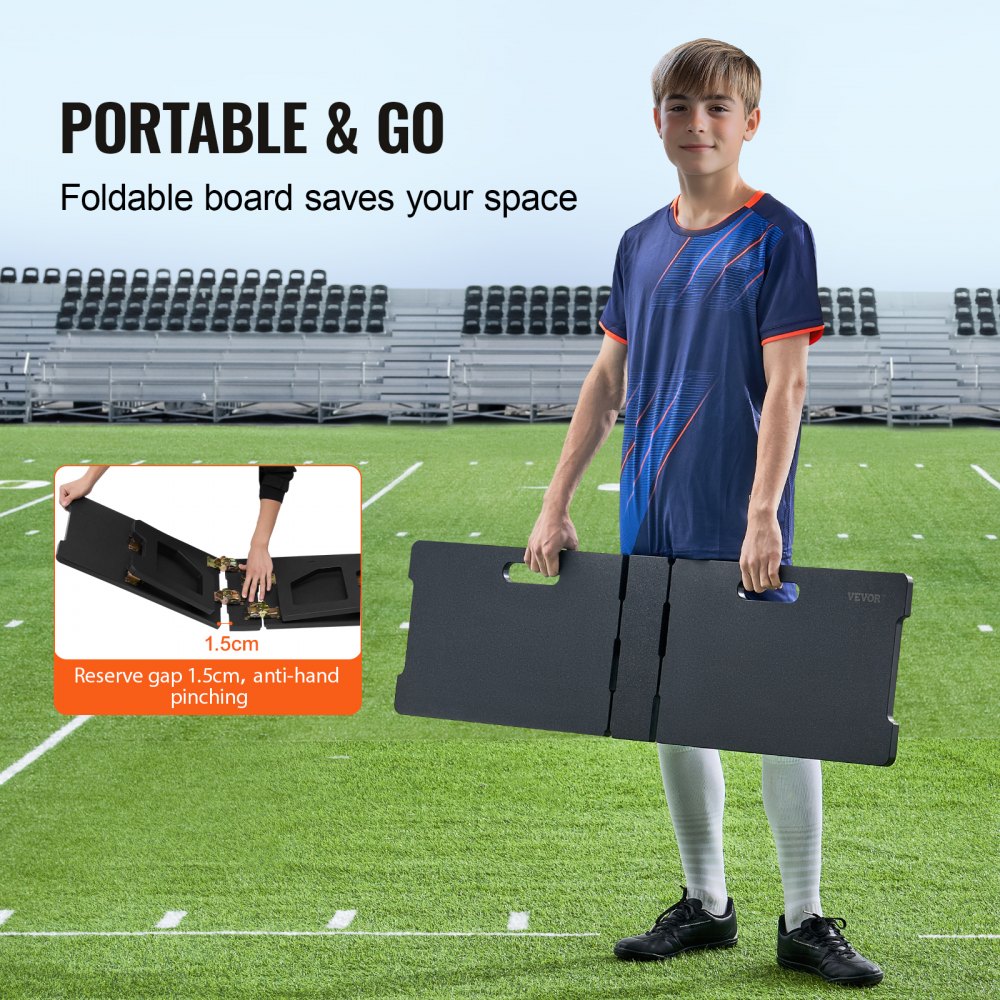 VEVOR Football Rebound Board Opvouwbaar, Draagbare Rebounder Muur 115 x 330 cm, HDPE Rebounder Uitrusting met 2 Rebound Hoeken, Trainingsbord Rebounder Kicker voor Voetbaltraining