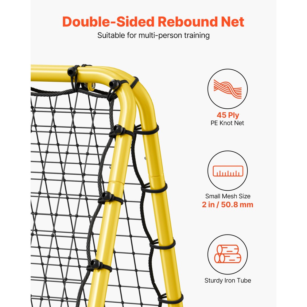 VEVOR Soccer Rebound Net 40 x 35 x 37 inch, draagbaar voetbaldoelnet met volledig verstelbare hoeken, hulpmiddelen en uitrusting voor alle leeftijden Kick-Back Rebounder
