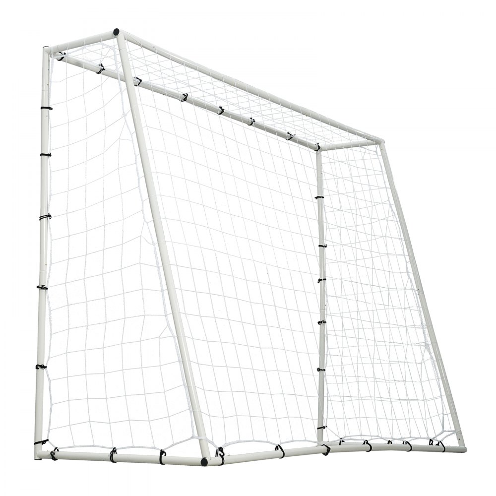 VEVOR Soccer Rebound Nets Draagbare Rebounder Voetbal 242 x 92 x 184 cm, Rebounder Voetbal Rebound Net Ijzeren Buis & PE Net Kinderen & Tieners Verstelbaar Voetbaldoel Rebounder Kicker Wit