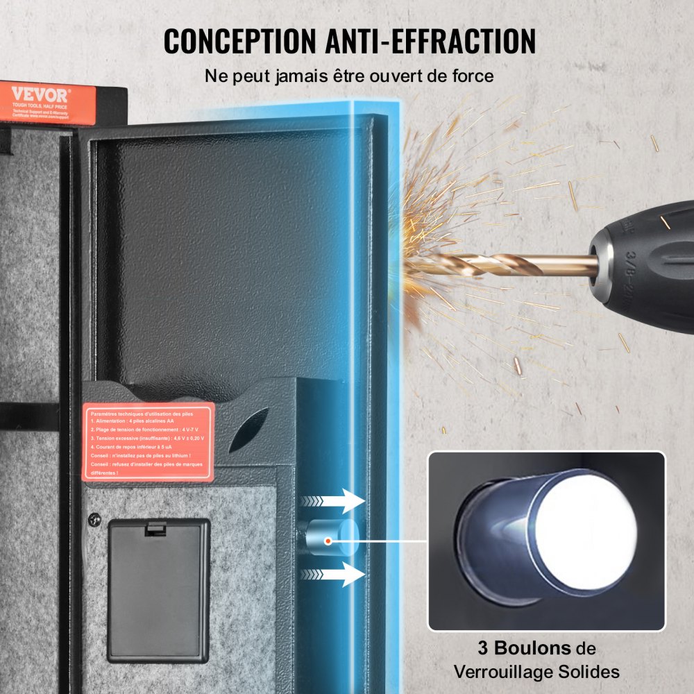 VEVOR 3 Rifles Gun Safe, Rifle Safe with Lock & Digital Keypad, Quick Access Gun Storage Cabinet with Removable Shelf, Pistol Rack, Rifle Cabinet for Home Rifle and Pistols